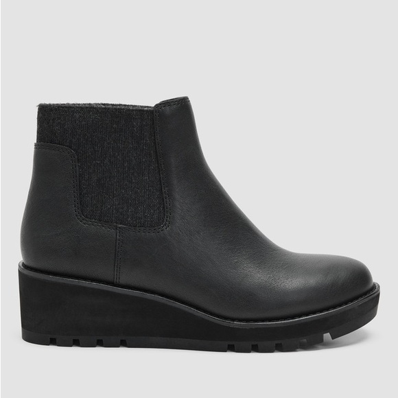 Eileen Fisher Shoes - EILEEN FISHER | Chelsea Wedge Washed Leather Bootie in Black | 10